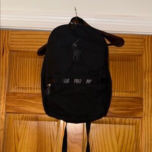 Polo by Ralph Lauren Black Mini Backpack with Polo Tape Detail light canvas